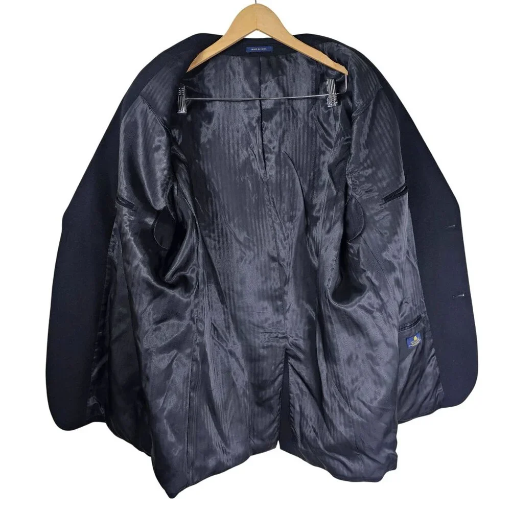 Club Room Wool‎ Silk Cashmere Blazer 48L Black Quiet Luxury Office Old Money